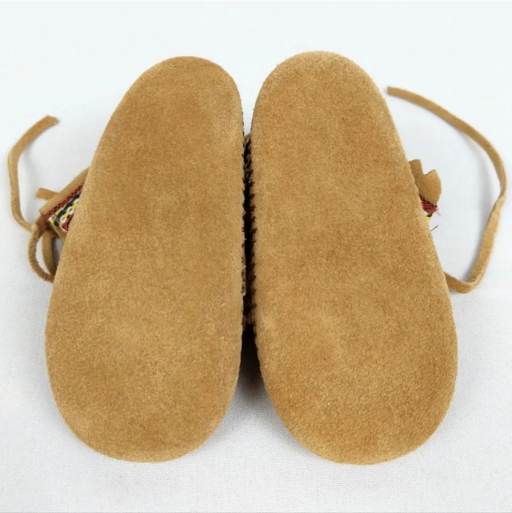 Minnetonka Moccasins Child's Suede & Woven Fabric Moccasins Vintage 12-18 months